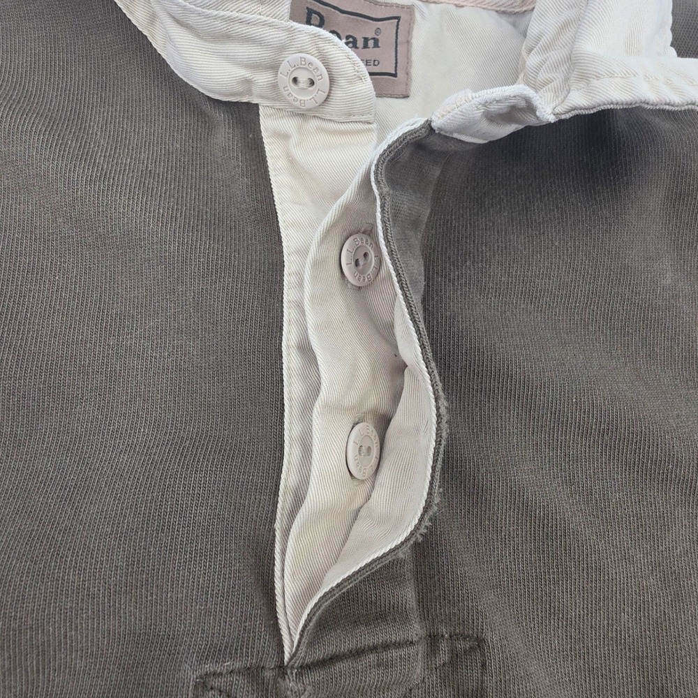 L.L. BEAN RUGBY POLO SHIRT MENS XL OLIVE GREEN VINTAGE LONG SLEEVE PREPPY BAGGY - Picture 10 of 13